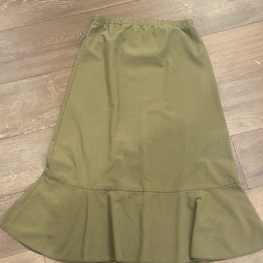 Hand Crafted Olive Green Ruffle Skirt